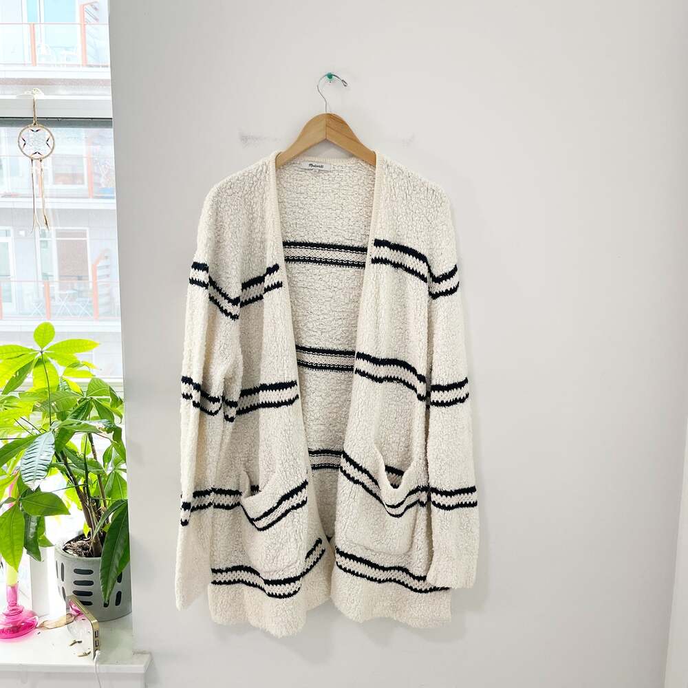 Madewell Striped Boucle Cardigan Sweater Size XL